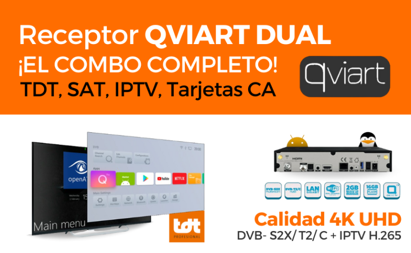 receptor QVIART DUAL 4K Combo completo