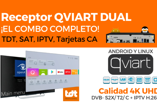 receptor QVIART DUAL 4K Combo completo android