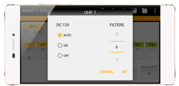configurar una AVANT 9 con el móvil: Elige el número de filtros que necesites