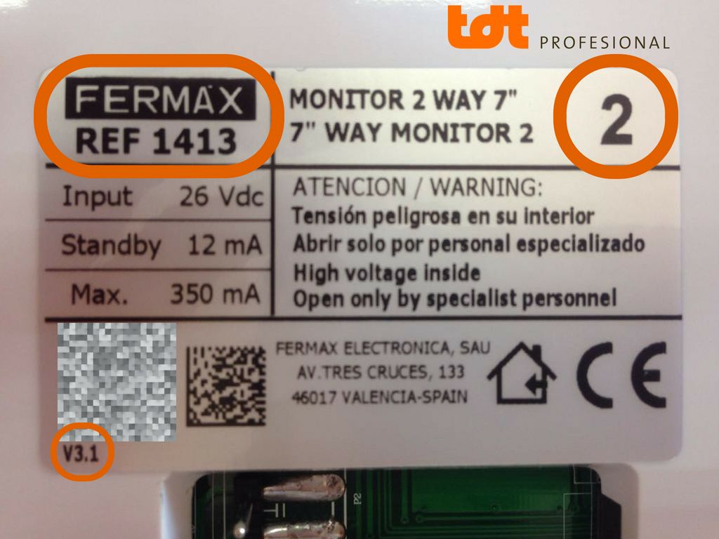 Kit videoportero 1402 Way 7 2/L - Fermax Valencia