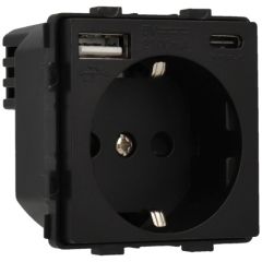 Wall Plug with 2 USB Ports Black by A-SMARTHOME