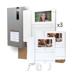 Kit Videoportero 2 hilos para 3 Viviendas con Placa QUADRA y Monitor CHRONOS de Comelit
