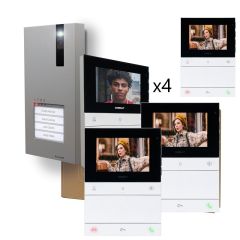 2-wire Video Door Entry Kit for 4 Homes with QUADRA Panel and CHRONOS Monitor by Comelit