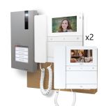 2-wire Video Intercom Kit for 2 Homes with QUADRA Panel and CHRONOS Monitor by Comelit