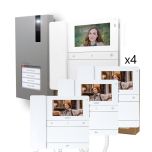 Kit Videoportero 2 hilos para 4 Viviendas con Placa QUADRA y Monitor CHRONOS de Comelit