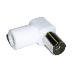 Conector coaxial CEI hembra acodado blanco