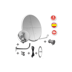 Kit Parabólica 60cm, Soporte, LNB Universal, PP-30, Cable y Conectores