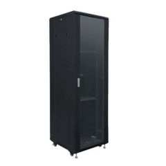 Floor Rack Cabinet 19'' 42U 800x800 Front Glass Door and Melalic Rear Door by Powergreen