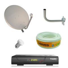 Kit Parabólica 60cm + LNB + Soporte + Receptor Viarksat