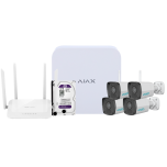 Video Surveillance Kit: 108-W Recorder + 4 Bullet Cameras + 4-Port WiFi Router + 1T Ajax Hard Drive