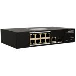 Hikvision 10-Port Managed Switch 8 POE 10/100 Ports and 1 Uplink 1GB 1 Fiber Optic Port 110W