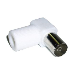 Conector coaxial CEI hembra acodado blanco