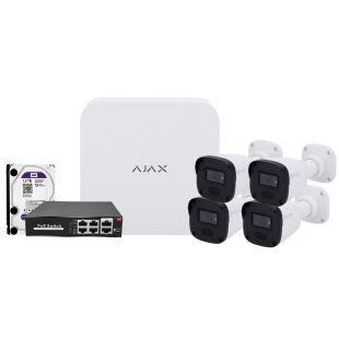 Kit de Videovigilancia: Grabador 108-W + 4 Cámaras Bullet + Switch 4 Puertos + Disco Duro 1T de Ajax