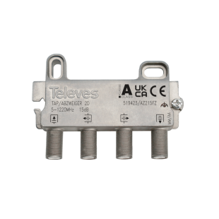 Derivador 2 Salidas Terminal CATV Conector F 15dB de Televes