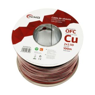 Cable Altavoz Cobre Libre Oxígeno Rojo-Negro Bobina 100m de Nimo