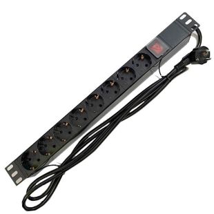 Regleta Rack 19" 8 Schukos + Interruptor Powergreen RAC-00008-PDU