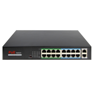 Switch 16 Ports 10/100Mbps 16 POE and 2 Uplink 1Gb 160W