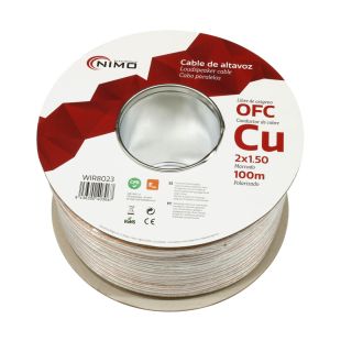 Cable Altavoz Cobre Libre Oxígeno Transparente Bobina 100m